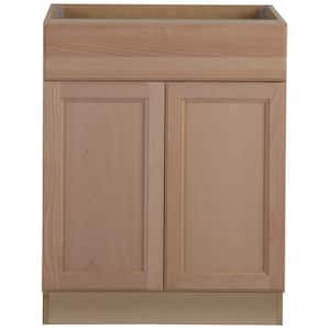 Easthaven Shaker Assembled 27x34.5x24 in. Frameless Base Cabinet with Drawer in Unfinished Beech