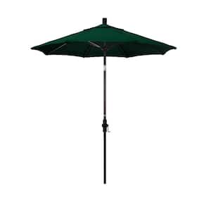 7.5 in. Bronze Aluminum Pole Market Fiberglass Ribs Collar Tilt Crank Lift Outdoor Patio Umbrella in Forest Green