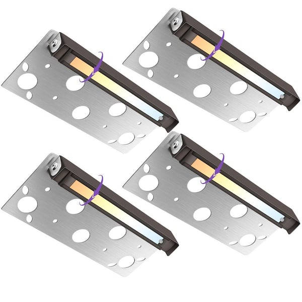 4-Pack 200 Lumens Low Voltage Bronze Integrated LED Hardwired Stair Light 5CCT Selectable Hardscape Step Light Fixture