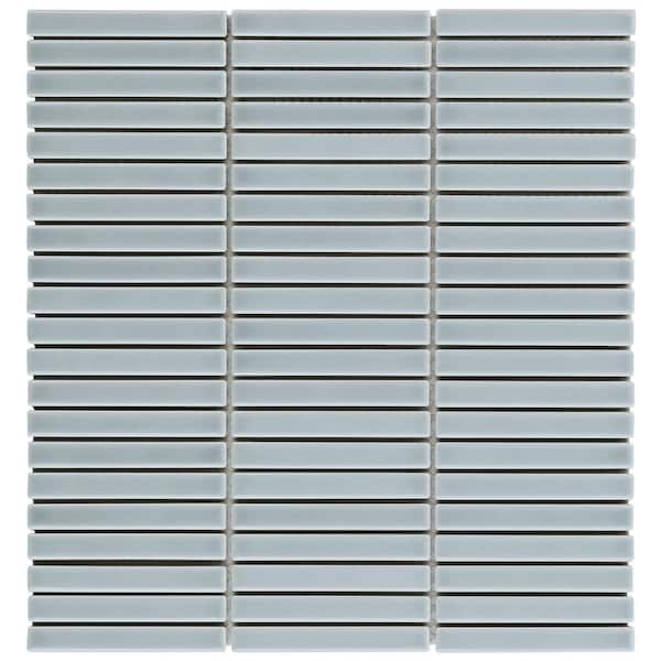 Ivy Hill Tile Motif Stacked Sky Blue 11.19 in. x 11.9 in. Glossy