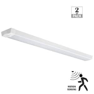 4 ft. 64-Watt Equivalent Motion Sensing Integrated LED White Strip Light Fixture 3600-Lumens 4000K Bright White (4-Pack)