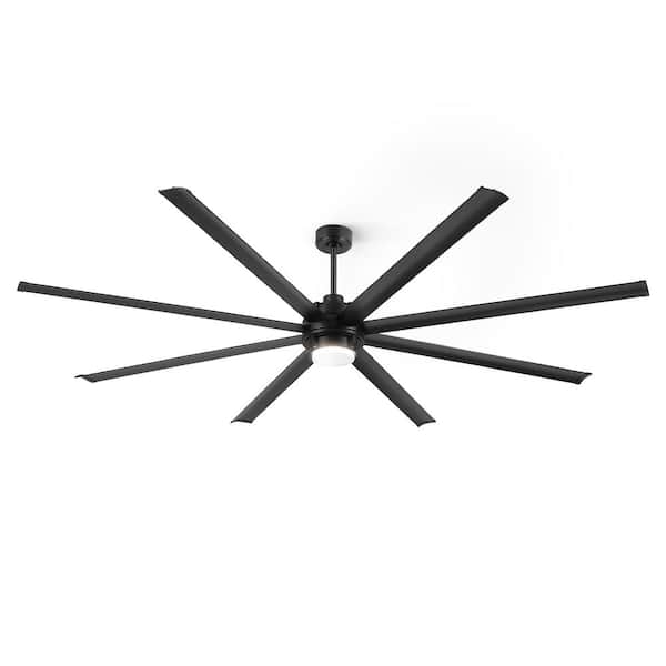 HINNIXY 100 in. Indoor/Outdoor Matte Black Downrod and Angled Mount Industrial Ceiling Fan with Light Kit and Remote Control
