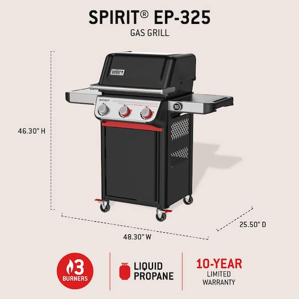 Weber Spirit EP-325 3-Burner Propane Gas Grill in Black with