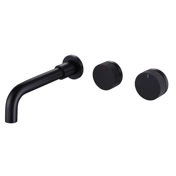 Double Handle 3-Hole Wall Mounted Bathroom Faucet in Matte Black