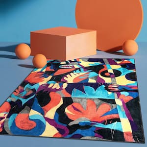 Misha The Sunday Jungle There Will Be Blood Modern Abstract Multi 5 ft. 3 in. x 7 ft. 3 in. Area Rug