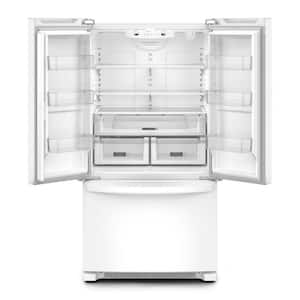 35 in. 25.2 cu. ft. Full-Depth French Door Bottom Mount Refrigerator in White with Elevated Deli Drawer