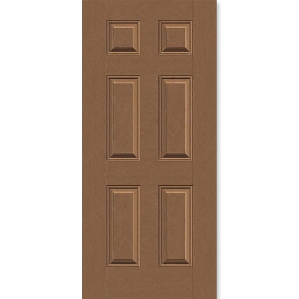 Steves & Sons Regency 36 in. x 80 in. Universal Handing 6 Panel Autumn Wheat Stain Mahogany Fiberglass Front Door Slab