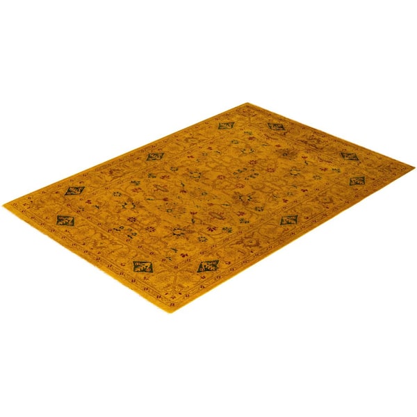 Overdyed Gold 5 ft. x 8 ft. Solid Wool Indoor Area Rug