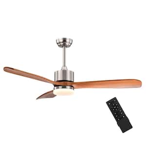 52 in. Indoor Brown Reversible Ceiling Fan with LED Light and Adjustable Temperature