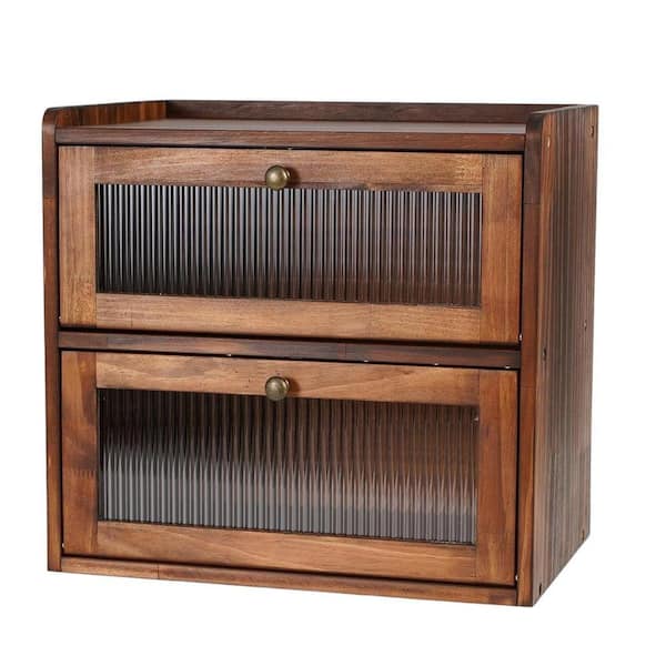 1-Piece Large Capacity Wooden Bread Storage Container w/ Acrylic Window, Ventilation Holes Kitchen Pantry Organizer Set