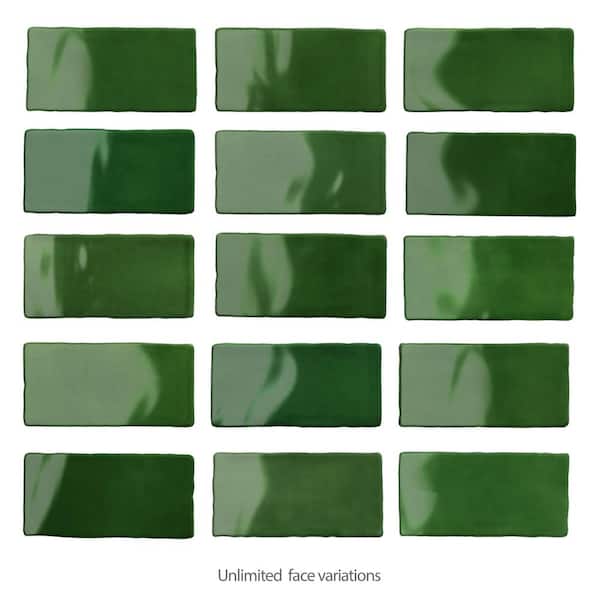 Merola Tile Viva Antic Verde 3 in. x 6 in. Ceramic Wall Tile (4.16