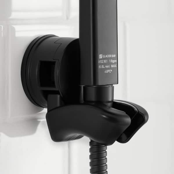 Modern 1-Spray 7.9 in. Dual Tub Wall Mount Fixed and Handheld Shower Heads 1.8 GPM in Matte Black