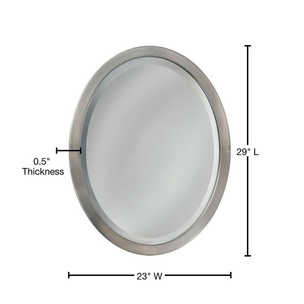 Brushed Nickel Oval Wall Mirror with Silver Frame