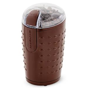 2.5 oz. Brown One-Touch Electric Coffee Grinder with Transparent Easy Open Lid and Stainless Steel Blades