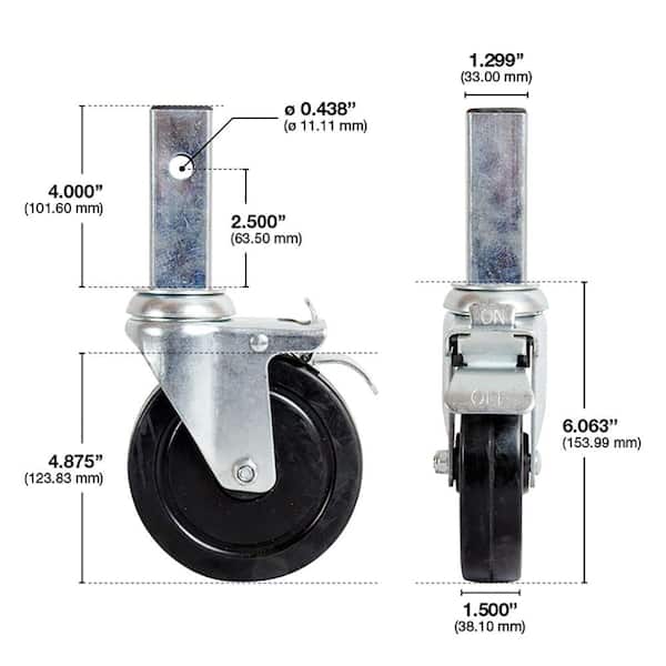Details about   Scaffolding Casters 5" With Dual Locking 360° Swivel Steel 4 Pack 