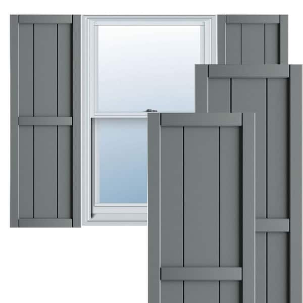 Ekena Millwork 10-3/4 in. x 36 in. True Fit PVC Two Board Framed Board and Batten Shutters Pair in Ocean Swell