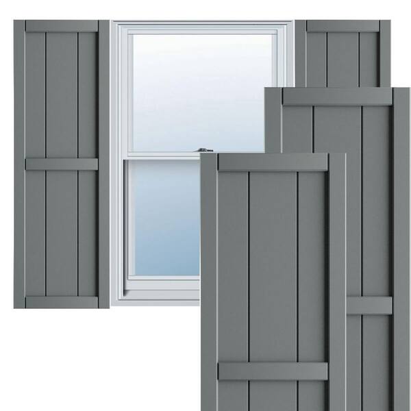 Ekena Millwork 10-3/4 in. x 37 in. True Fit PVC Two Board Framed Board and Batten Shutters Pair in Ocean Swell