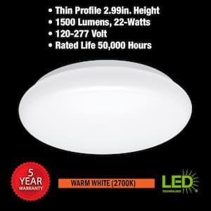 16 in. Round LED Flush Mount Ceiling Light 1500 Lumens Closet Bathroom Lighting Hallway 120-277 Volt 2700K Warm White