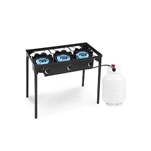 Portable Freestanding Burner 225,000 BTU Propane Gas Grill Cooker with Adjustable Air-Damper Control in Black