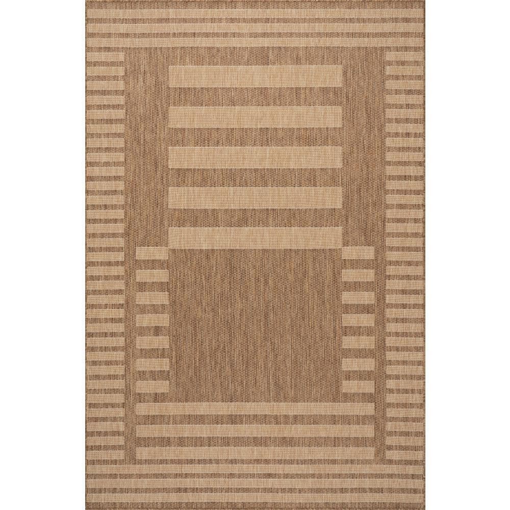 Anilah Striped Light Brown 5 ft. x 8 ft. Outdoor Area Rug price history on PriceWatchPro