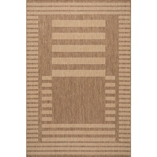 Anilah Striped Light Brown 7 ft. x 9 ft. Outdoor Area Rug
