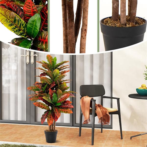 HONEY JOY 40 in. Tall Artificial Croton Plant with Variegated