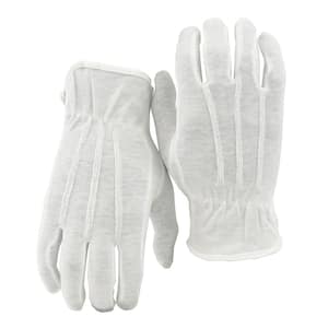 100% Premium Medium Size White Cotton Marching Band Parade Formal Dress Gloves 1-pair
