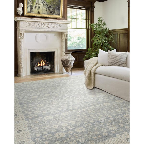 Nabela Noor Home Asha Sky Blue Traditional 7 ft. x 10 ft. Machine Woven Area Rug