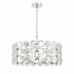 Perrene 6-Light Gold Drum Chandelier with Clear Crystal Shade
