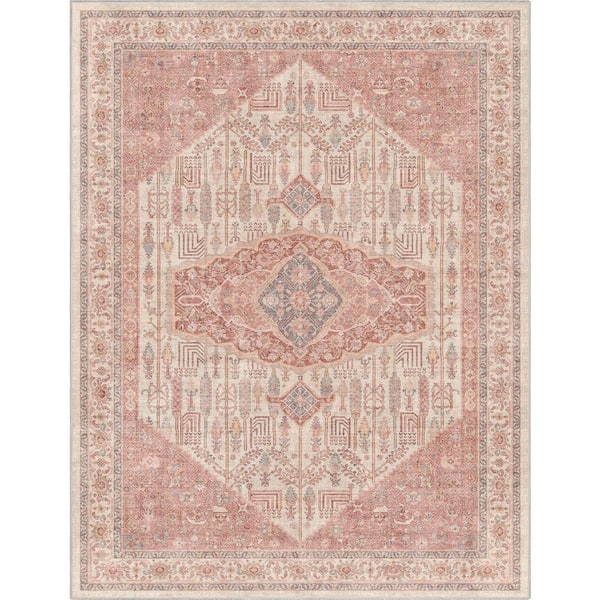 Beige Coral 7 ft. 7 in. x 9 ft. 10 in. Apollo San Marino Vintage Oriental Botanical Area Rug