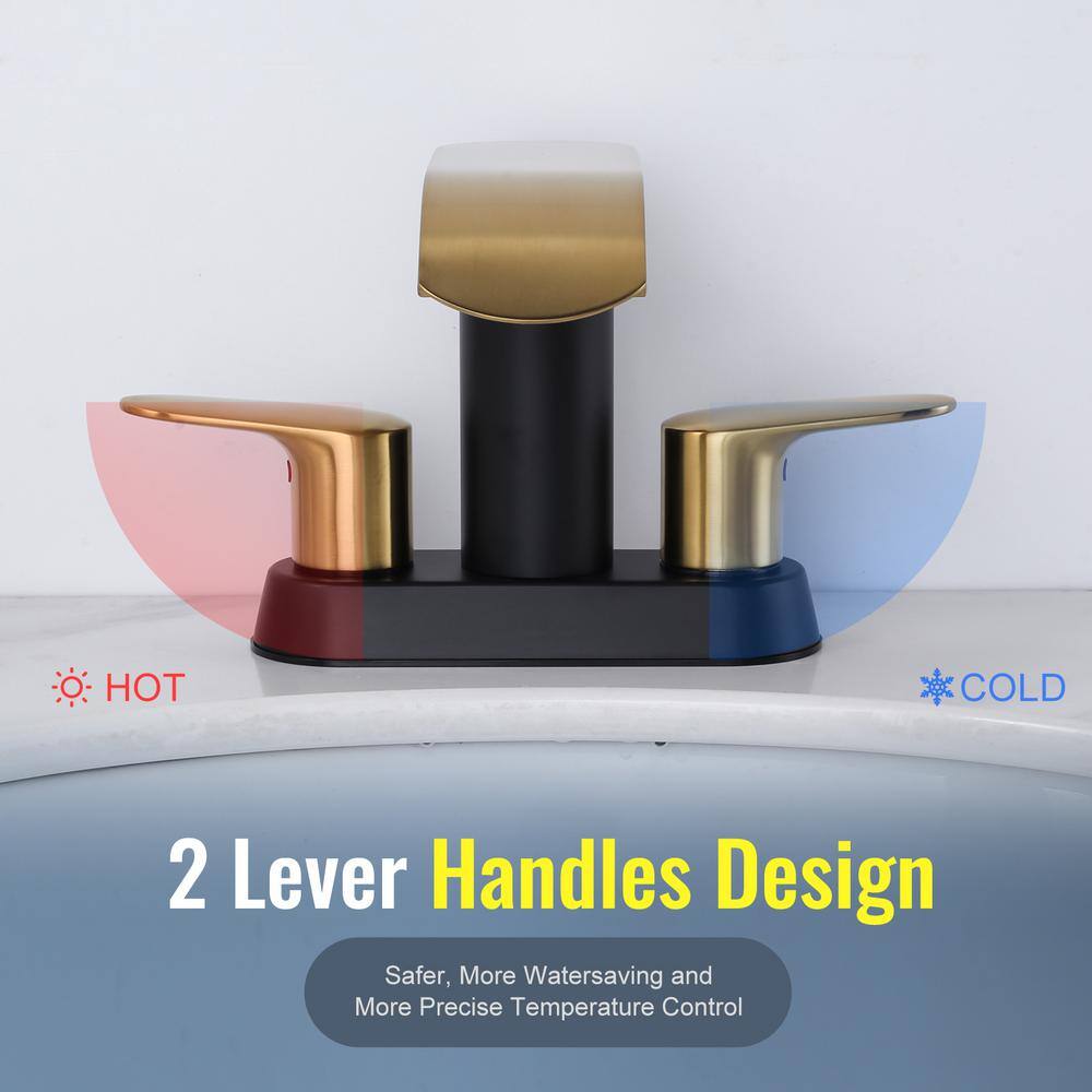 Gold and Matte Black Stainless Steel Double Handle Waterfall Bathroom Faucet