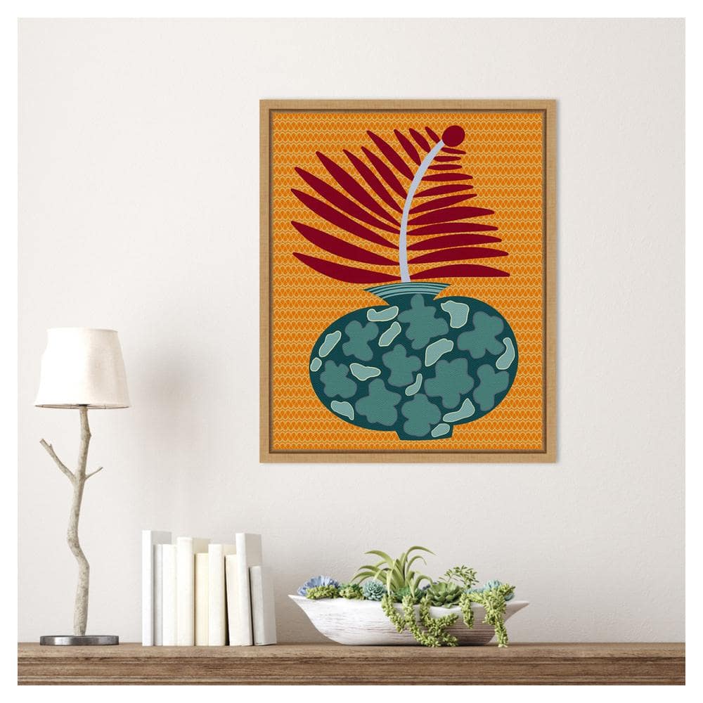 Snappy Botanical II Abstract Floral Canvas Art with Maple Frame