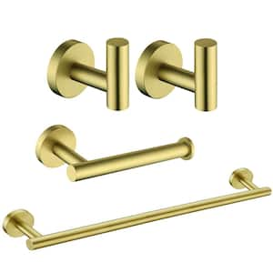 4 -Piece Bath Hardware Set with Mounting Hardware in Stainless Steel Brushed Gold