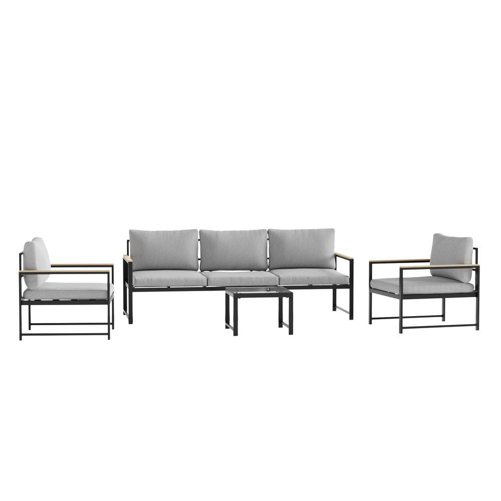 Brookside Meg 4Piece Outdoor Metal Sofa Set Patio Conversation Seating