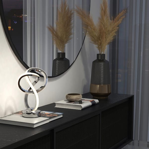 Artika Swirl Butterfly 11 in. Chrome Modern Dimmable Integrated LED Table Lamp for Living Room