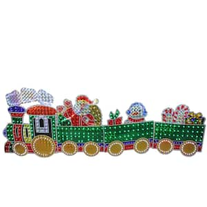 Holographic LED Lighted Motion Train Set Outdoor Christmas Decoration (4-Piece)