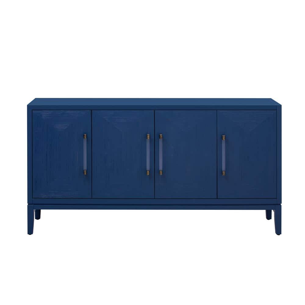 59.6 in. W x 15.7 in. D x 31.5 in. H Blue Linen Cabinet with 4 Brushed Door