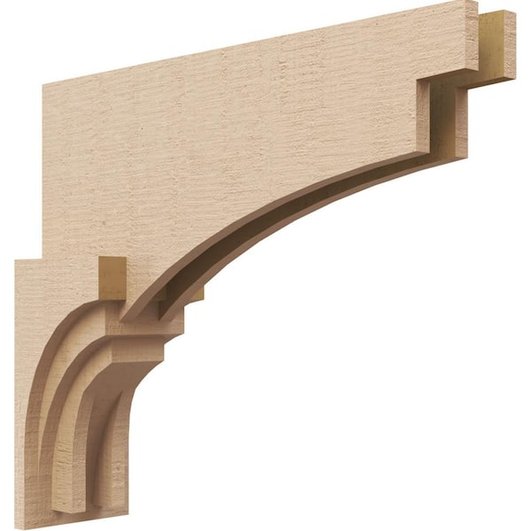Ekena Millwork 4 in. x 8 in. x 4 in. Series 2 Wide Rockford Rough Cedar Woodgrain Timberthane Polyurethane Corbel, Primed Tan