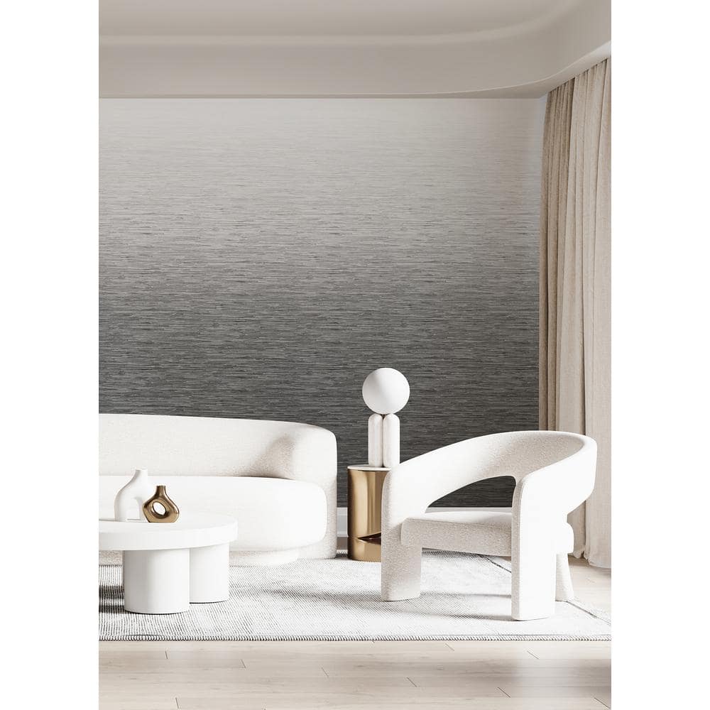 Mist Light Grey Ombre Grasscloth Removable Wall Mural