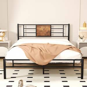 Platform Bed Frame, Black Metal Frame, Queen Size Platform Bed with Headboard and Footboard, Noise Free 60.2in. Wide