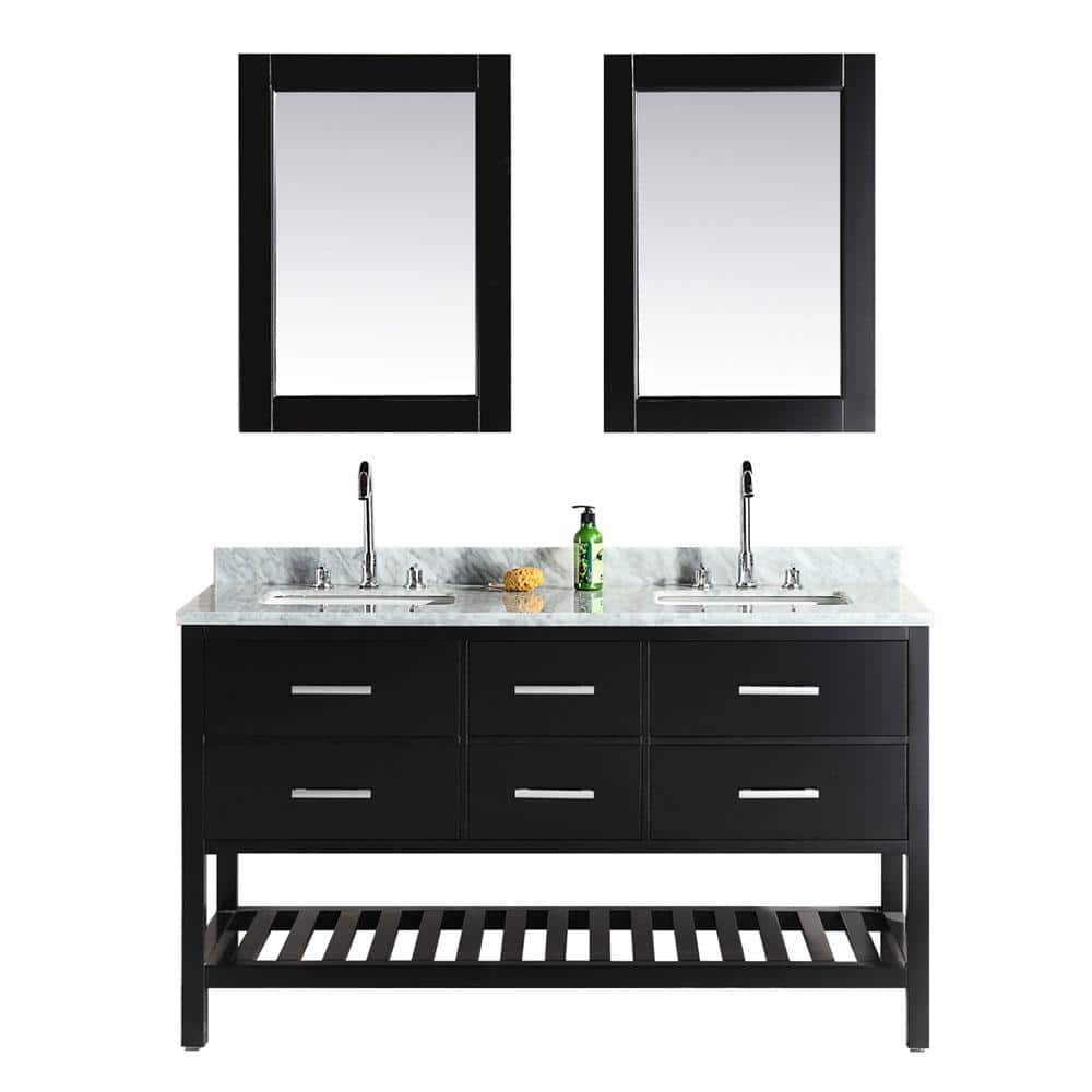 Design Element London 61 in. W x 22 in. D Double Vanity in Espresso