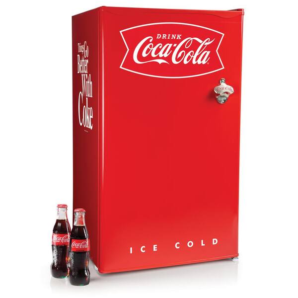 Nostalgia Coca Cola 3 2 Cu Ft Mini Fridge In Red With Freezer Crf32ck The Home Depot