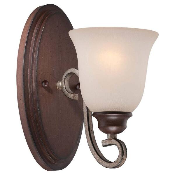 Minka Lavery Gwendolyn Place 1-Light Dark Rubbed Sienna with Aged Silver Bath Wall Mount