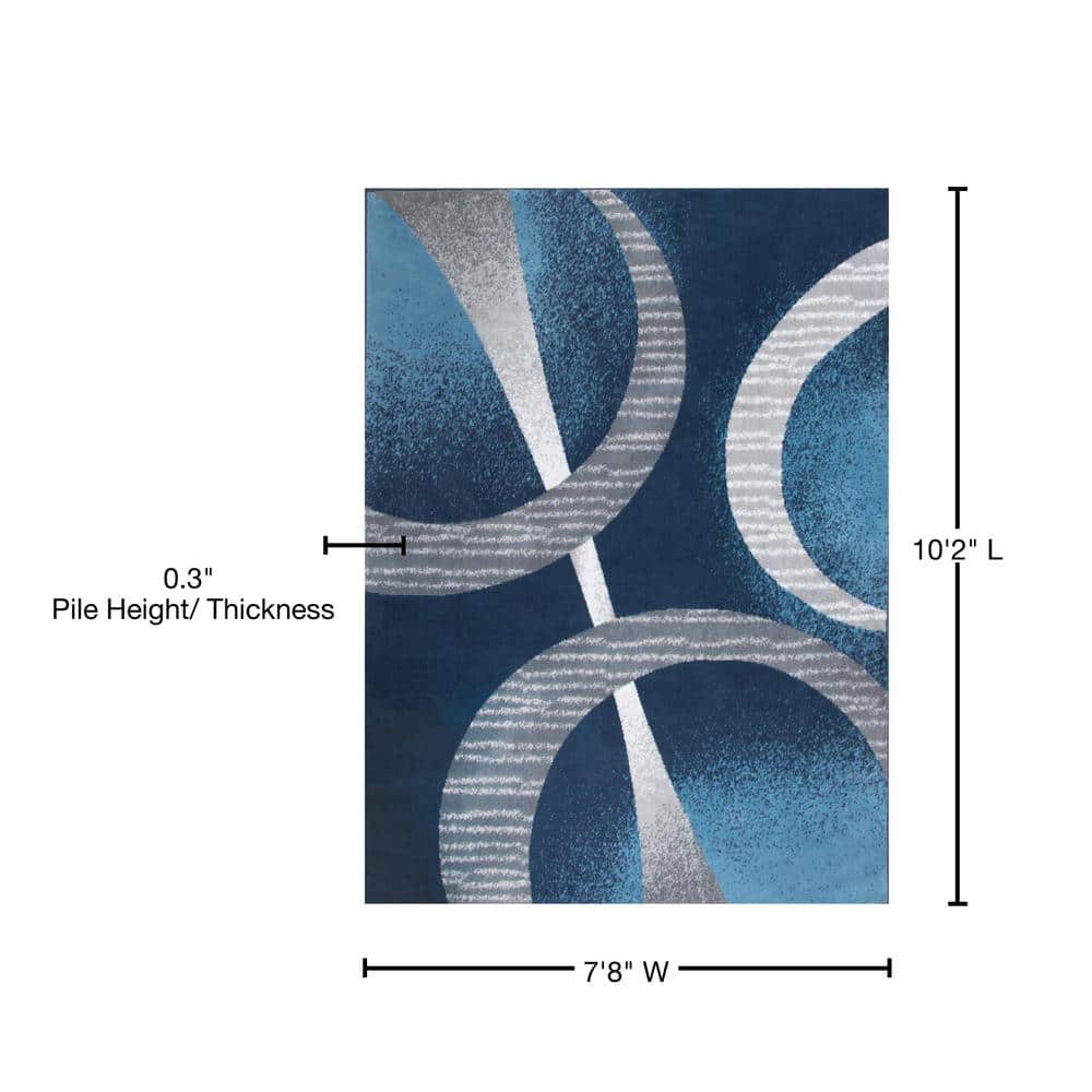 Gray and Blue Geometric 8' x 10' Synthetic Area Rug