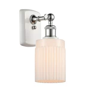 Hadley 1-Light White and Polished Chrome Wall Sconce with Matte White Glass Shade