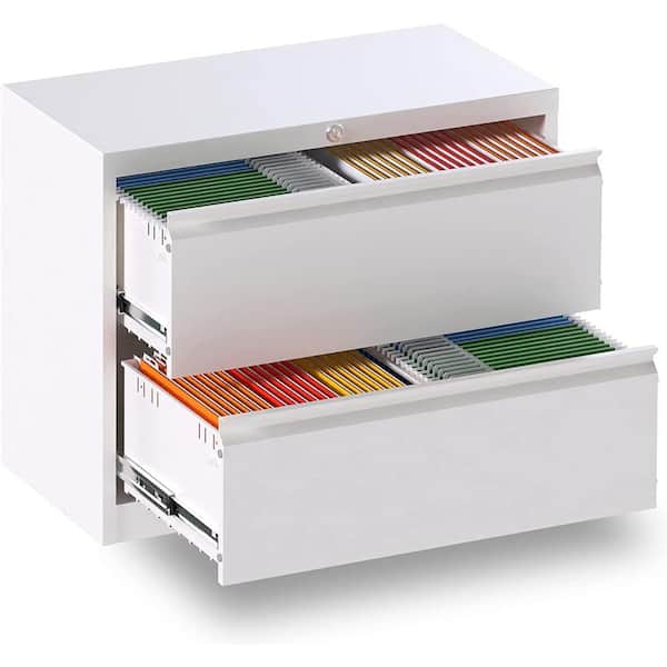 Hephastu 35.55 in. W x 28.93 in. H x 15.86 in. D 2-Drawer Metal Lateral File Garage Storage Freestanding Cabinet in White