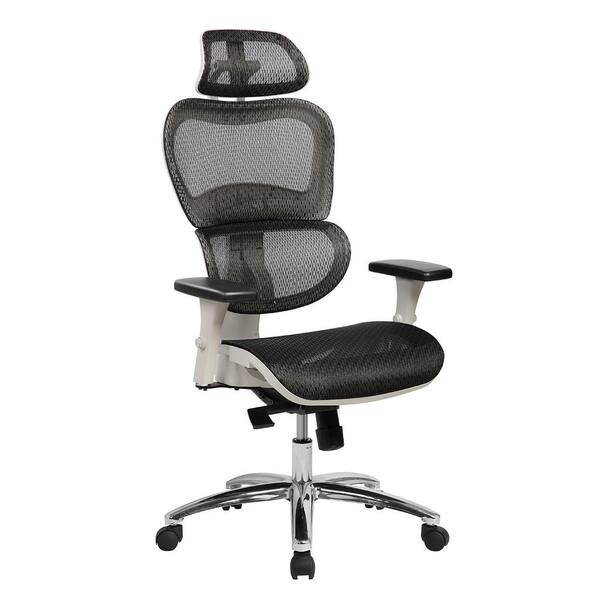 Techni Mobili Black Deluxe High Back Mesh Office Executive Chair with Neck Support