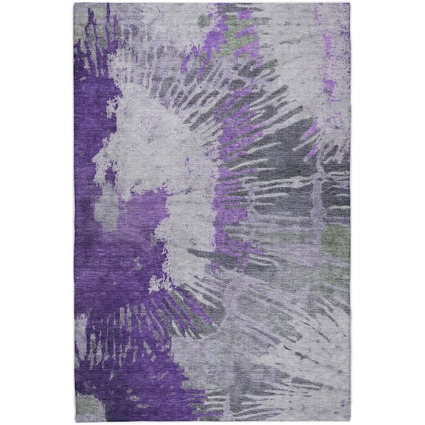 Dream Shag Premium Machine Washable Abstract ADS645 Purple 9 ft. x 12 ft. Area Rug