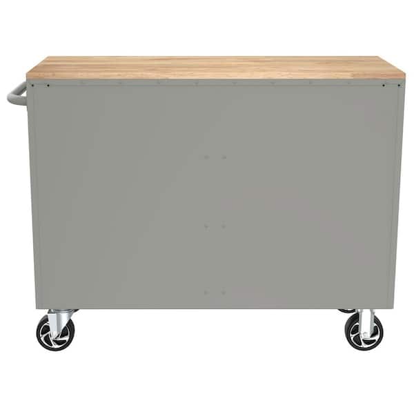 Husky Tool Storage 46 in. W Gloss Gray Mobile Workbench Cabinet