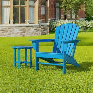 Mason 18 in. Pacific Blue Poly Plastic Fade Resistant Outdoor Patio Round Adirondack Side Table